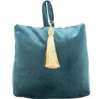 Fluwelen deurstopper 18 cm petrol blauw - thumbnail