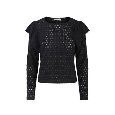 PIECES blouse met volant zwart