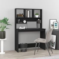 Bureau met schappen 102x45x148 cm bewerkt hout zwart - thumbnail