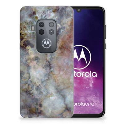 Motorola One Zoom TPU Siliconen Hoesje Marmer Grijs Motorola One Zoom TPU Siliconen Hoesje Marmer Grijs