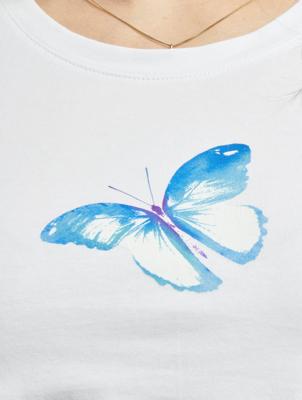 Mister Tee / t-shirt Butterfly Cropped in wit Mister Tee / t-shirt Butterfly Cropped in wit