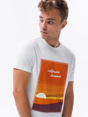 Heren t-shirt met opdruk S1434 V-1A- wit, maat XXL