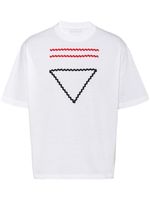 Prada t-shirt en coton à broderies - Blanc - thumbnail