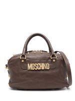 Moschino Pre-Owned sac à main clouté à plaque logo (années 2000) - Marron - thumbnail