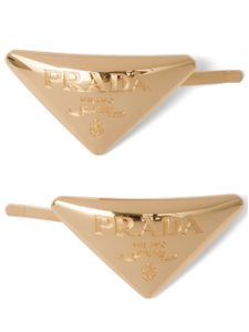 Prada lot de deux barrettes à logo triangle - Or