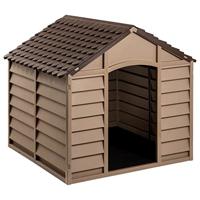 vidaXL Hondenhok 86x84x82 cm polypropeen bruin, hondenkennel, hondenverblijf, hondenhuis, huisdierenkooi, huisdierenverblijf, huisdierenhuis