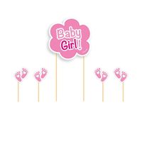 Taartversiering Baby Girl roze   -