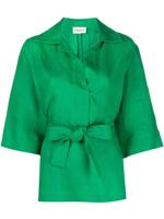 P.A.R.O.S.H. Linnen blouse met gespreide kraag - Groen