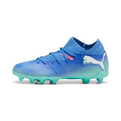 PUMA Unisex Kid's Future 7 Match Fg/Ag Jr Voetbalschoen, Bluemazing PUMA Witte Elektrische Pepermunt, 4 UK