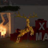 VidaXL Kerstversiering vliegend rendier warmwit 120 LED&apos;s goudkleurig - thumbnail