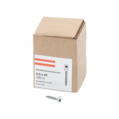 Spaanplaatschroef verzinkt platkop torx-20 4.0X20 voldraad (200) Spaanplaatschroef verzinkt platkop torx-20 4.0X20 voldraad (200)