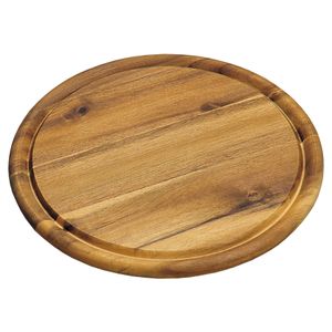 Houten broodplank/serveerplank rond met sapgroef 25 cm