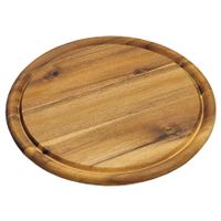 Houten broodplank/serveerplank rond met sapgroef 25 cm