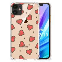 Apple iPhone 11 Doorzichtige Silicone Hoesje Hearts - thumbnail