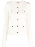 TWINSET cardigan nervuré à boutons logo - Blanc