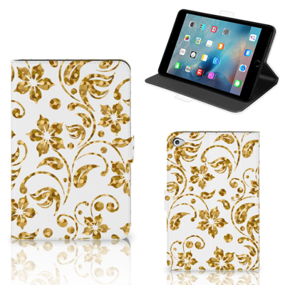 Apple iPad Mini 5 Tablet Cover Gouden Bloemen Apple iPad Mini 5 Tablet Cover Gouden Bloemen