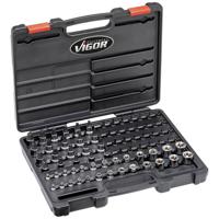 Vigor V7920 Dopsleutelinzetset Vierkant, 1/4 (6.3 mm), 3/8 (10 mm), 1/2 (12.5 mm) 75-delig