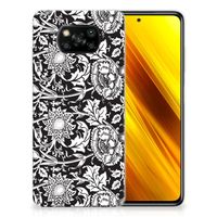 Xiaomi Poco X3 | Poco X3 Pro TPU Case Black Flowers - thumbnail