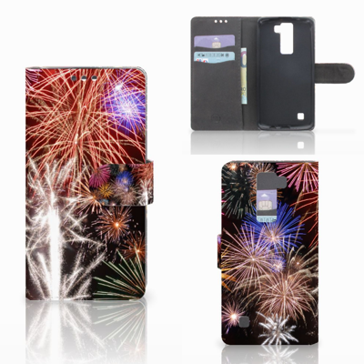 LG K8 Wallet Case met Pasjes Vuurwerk