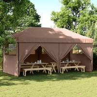 Partytent inklapbaar pop-up met 4 zijwanden bruin