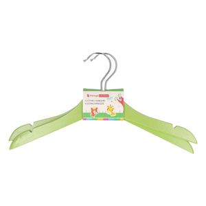 Groene kinder kleerhangers van hout 2x stuks   -