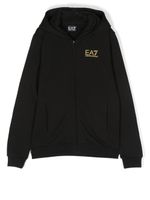 Emporio Armani Kids hoodie zippé à logo imprimé - Noir - thumbnail