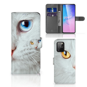 Samsung S10 Lite Telefoonhoesje met Pasjes Witte Kat