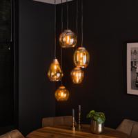 LifestyleFurn Hanglamp Francesco 5-lamps, Glas - Amber - thumbnail