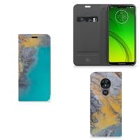 Motorola Moto G7 Power Standcase Marble Blue Gold