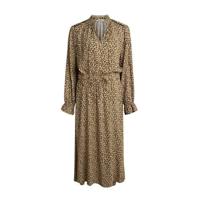 Anna jurk met panterprint en ruches beige/zwart