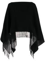 Valentino Garavani poncho frangé à détail VLOGO - Noir