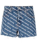 Alexander Wang short en jean à logo imprimé - Bleu - thumbnail