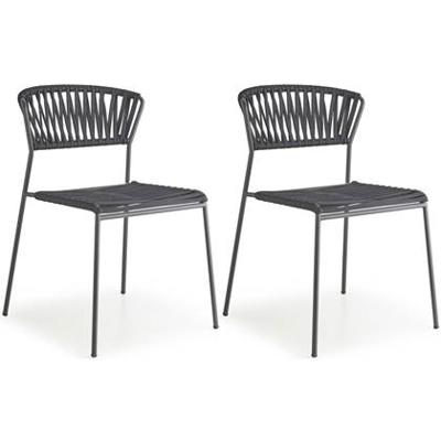 SCAB Lisa Rope Tuin En Terrasstoel - Set Van 2 - Antracietgrijs/Zwart