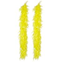 Carnaval verkleed boa met veren - 2x - neon geel - 180 cm - 50 gram - Glitter and Glamour