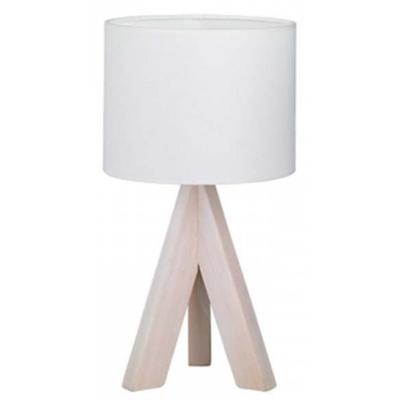 LED Tafellamp - Tafelverlichting - Trion Ganon - E14 Fitting - Rond - Mat Wit - Hout