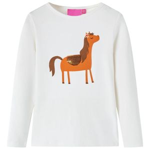 Kindershirt met lange mouwen dierenprint 128 ecrukleurig