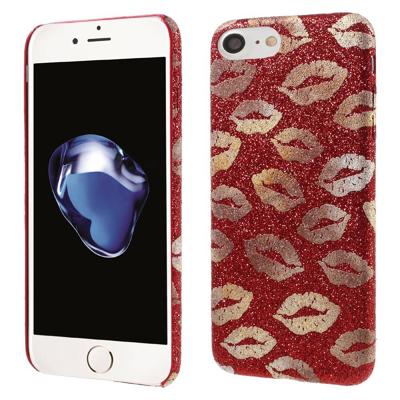 Hardcase glitter lippen hoes iPhone SE (2022 / 2020) / 8 / 7 / 6(s) rood