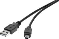 Renkforce USB-kabel USB 2.0 USB-A stekker, USB-mini-B stekker 0.30 m Zwart Vergulde steekcontacten RF-4455807