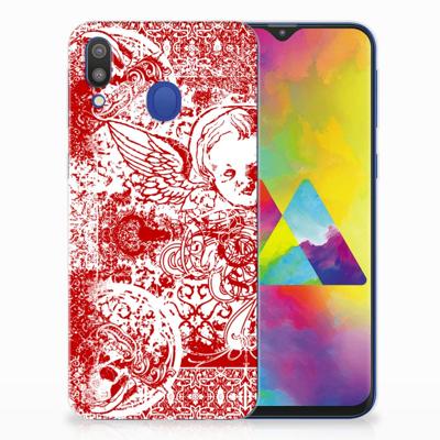 Silicone Back Case Samsung Galaxy M20 (Power) Angel Skull Rood Silicone Back Case Samsung Galaxy M20 (Power) Angel Skull Rood