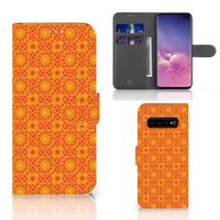 Samsung Galaxy S10 Plus Telefoon Hoesje Batik Oranje - thumbnail