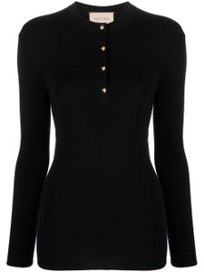 Gucci buttoned cashmere knitted top - BLACK