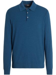 Zegna polo en laine à manches longues - Bleu