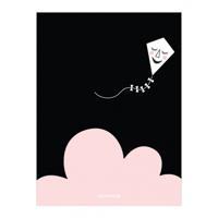 Roommate poster Kite in the night 30 x 40 cm zwart/roze