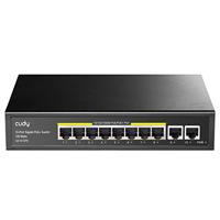 Cudy GS1010PE 8-poorts Gigabit Poe Switch, 120 W, 2 Gigabit uplink-aansluitingen, 802.3at/af, plug and play