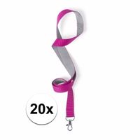 20 lanyards roze/grijs 2 x 50 cm   -