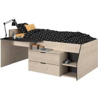 PARISOT Kim Kindercombinatiebed - Jackson eiken en zwart decor - 90 x 190/200 cm PARISOT Kim Kindercombinatiebed - Jackson eiken en zwart decor - 90 x 190/200 cm