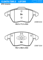 Remblokkenset, schijfrem ATE Ceramic ATE, u.a. für Seat, VW, Audi - thumbnail