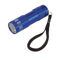 1x stuks kleine power 9x-LED metalen zaklamp blauw