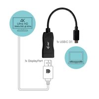 i-tec C31DP60HZP video kabel adapter 0,15 m USB-C 3.1 DisplayPort Zwart - thumbnail