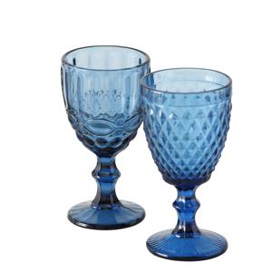 Boltze Home Wijnglas &apos;Aurora&apos; Gekleurde Glas Blauw Dia8,5x17cm 2 Ass